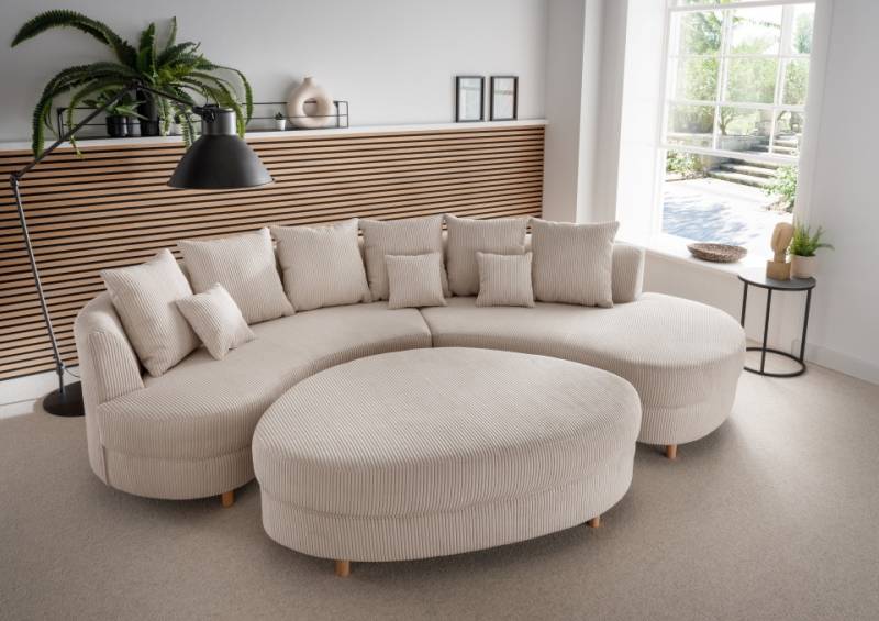 Big Sofa Limona von Benformato Optional mit Hocker Cord Bezug von Benformato