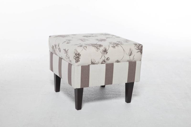 Hocker für Ohrensessel Aversa mit schöner Landhausstoff Kombination von Benformato