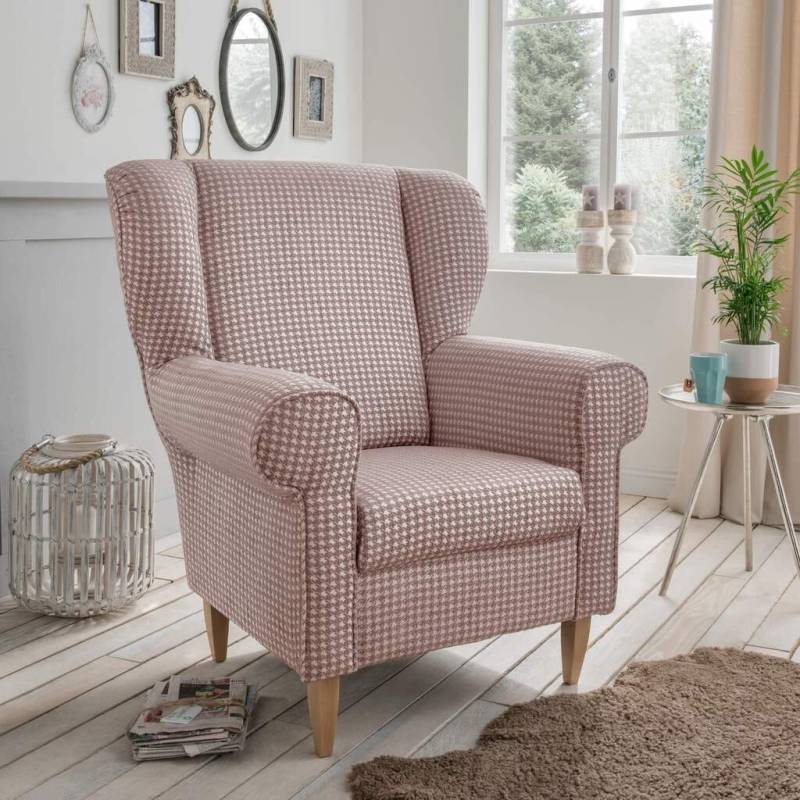 Polstersessel Ohrensessel AVERSA Stoff Talento Flamingo von Benformato