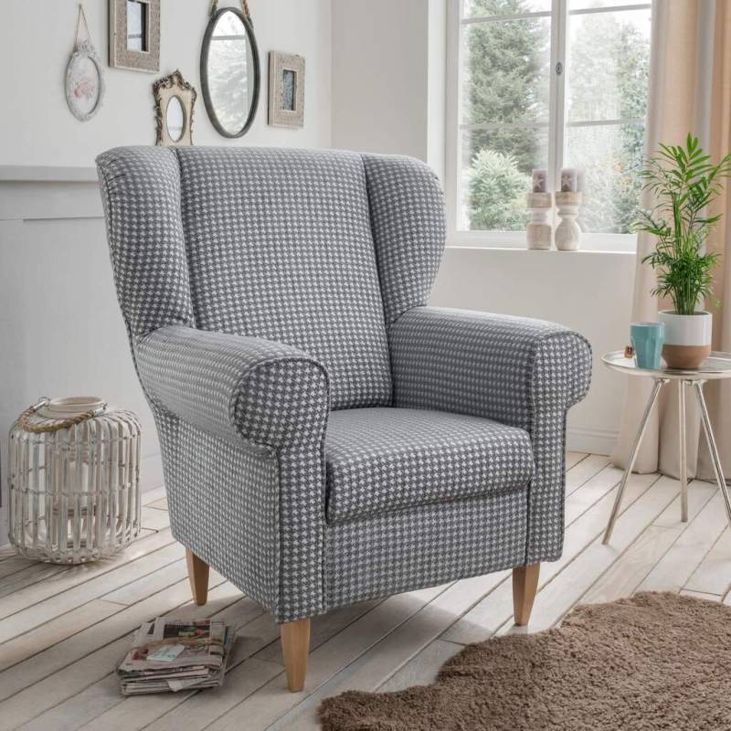 Polstersessel Ohrensessel AVERSA Stoff Talento Grau von Benformato