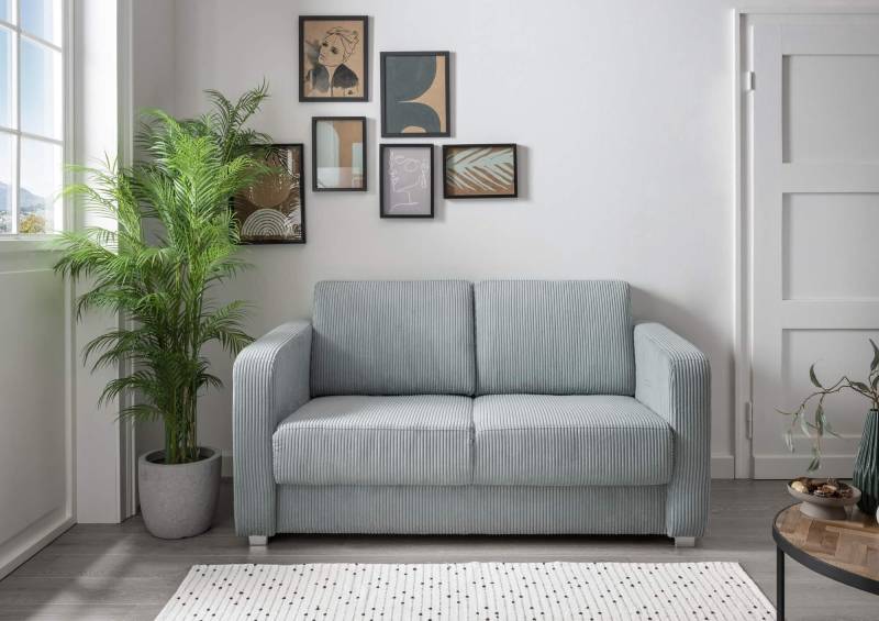 Schlafsofa Funktionssofa MIA Stoff Cord mit getrennten Liegeflächen in Aqua von Benformato
