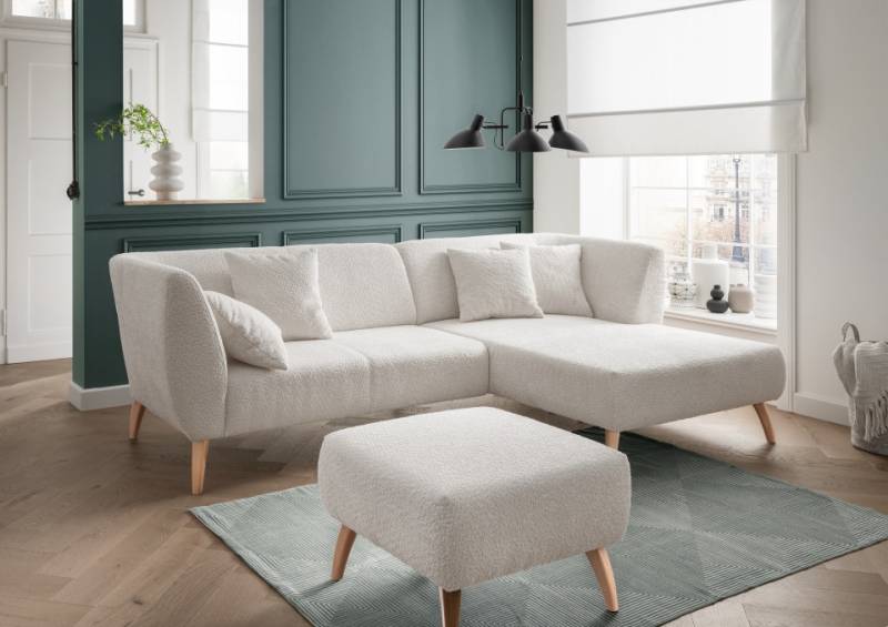 Sofa Colori von Benformato inklusive Hocker & Zierkissen Flockstoff Divano von Benformato