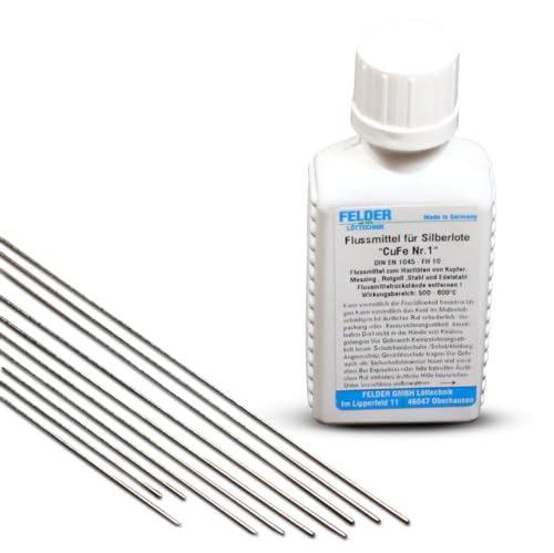 10 Silberlot 1mm mit Flussmittel 50ml zum hartlöten Silberhartlot mit 55% Silber Anteil L-Ag55Sn Silberlotstangen 500mm lang von Bengs Modellbau