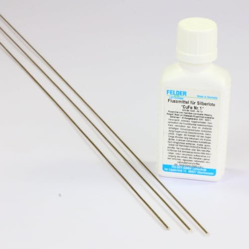 3 Silberlot 1,5mm mit Flussmittel 50ml zum hartlöten Silberhartlot mit 55% Silber Anteil L-Ag55Sn Silberlotstangen blank 500mm lang von Bengs Modellbau