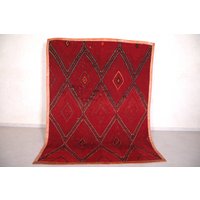 Alter Berber Teppich 1, 6 X 2, 5 cm in Rot Oder Beige - Strohteppich Naturteppich von Beniouraincarpets