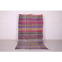 Handgewebter Boucherouite Teppich 15 X 25 cm Gestreifter Kelim - Alter Gewebter von Beniouraincarpets