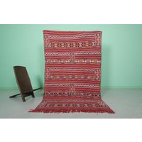 Roter Teppich 120 X 200 cm - Handgewebter Kelim Flach Gewebter von Beniouraincarpets