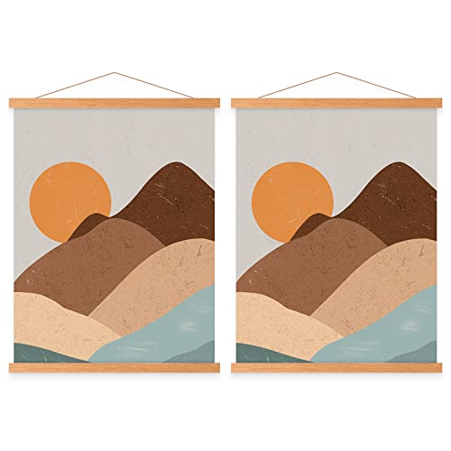 Benjia Magnetisch Posterschiene, Magnet Magnetische A0 Posterrahmen Holz Posterleiste Posterhänger für drucken Kunstwerk (91.4cm / 36", Teakholz，2packs) von Benjia