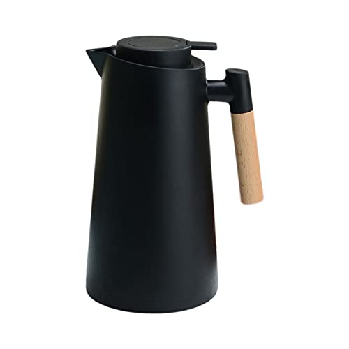 Benkeg 1L Thermo-Kaffeekaraffe Doppelwandige Vakuum-Kaffeekanne Thermokaraffe Thermoskanne mit Holzgriff Wasserkocher Isolierflasche Teekaraffe Hält heiß kalt von Benkeg