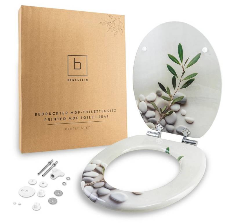 Benkstein WC-Sitz Premium WC-Deckel antibakteriell, bedruckter Deckel, Duroplast Klodeckel mit Quick-Release-Funktion und Absenkautomatik von Benkstein