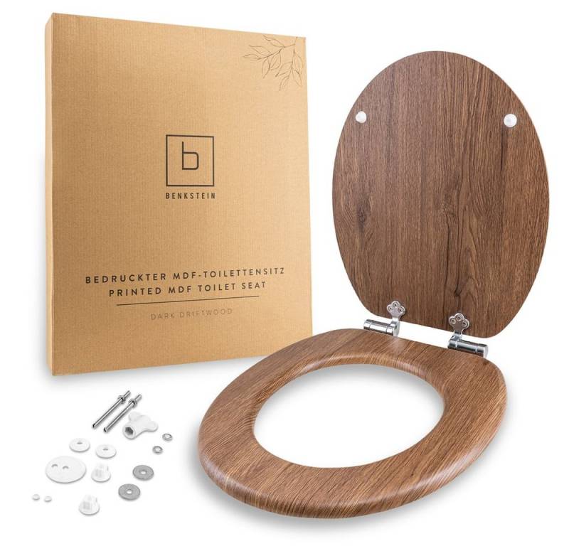 Benkstein WC-Sitz Premium WC-Deckel antibakteriell, bedruckter Deckel, aus Duroplast mit Schnellverschlussfunktion und Soft-Close-Mechanismus von Benkstein
