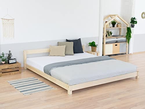 Benlemi Holzbett Doppelbett im skandinavischen Stil Comfy 200x200 cm Natur ohne Lackierung Massivholzbett mit Lattenrost/100% Natürliche Lacke von Benlemi