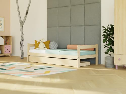 Benlemi Holzeinzelbett Safe 2-in-1 mit Zwei Kopfteilen und Aufbewahrungsschublade 80x190 cm Ziegel Benlemi Holzeinzelbett Safe 2-in-1 mit Zwei Kopfteilen und Aufbewahrungsschublade 80x190 cm Ziegel von Benlemi