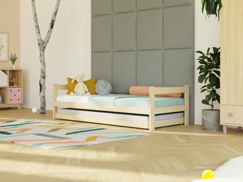 Benlemi Holzeinzelbett Safe 2-in-1 mit Zwei Kopfteilen und Ausziehbett 90x160 cm Ziegel Benlemi Holzeinzelbett Safe 2-in-1 mit Zwei Kopfteilen und Ausziehbett 90x160 cm Ziegel von Benlemi