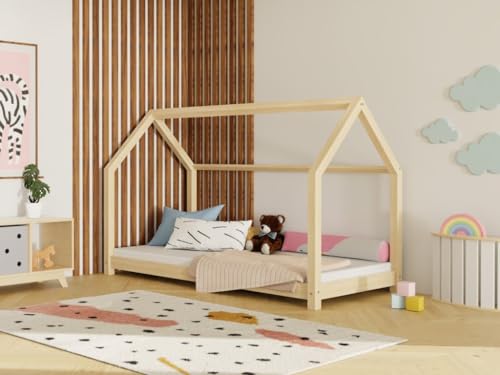 Benlemi Kinderbett TERY | in Form eines Hauses | aus Holz | 120x180 cm | (Weiß) von Benlemi