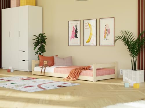 Benlemi Niedriges Holzeinzelbett Safe 2-in-1 mit Zwei Kopfteilen 80x190 cm Ziegel Benlemi Niedriges Holzeinzelbett Safe 2-in-1 mit Zwei Kopfteilen 80x190 cm Ziegel von Benlemi