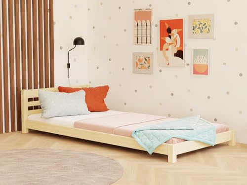 Benlemi Niedriges Kinder-Einzelbett NODY mit Kopfteil 140x200 cm Ziegel Benlemi Niedriges Kinder-Einzelbett NODY mit Kopfteil 140x200 cm Ziegel von Benlemi