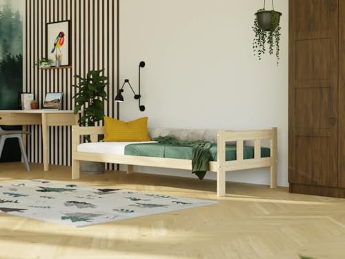 Einzelbett mit Kopfteilen Fence 2-in-1 aus Holz 80x180 cm Transparente Matte Wachslasur Einzelbett mit Kopfteilen Fence 2-in-1 aus Holz 80x180 cm Transparente Matte Wachslasur von Benlemi