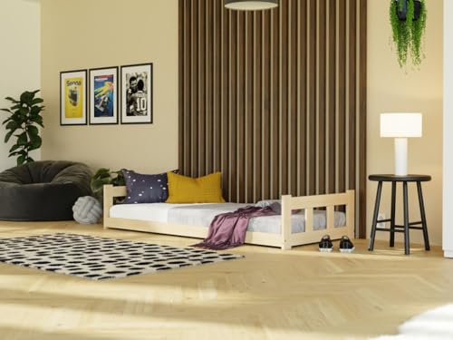 Niedriges Einzelbett mit Kopfteilen Fence 2-in-1 aus Holz 135x190 cm Weiß Niedriges Einzelbett mit Kopfteilen Fence 2-in-1 aus Holz 135x190 cm Weiß von Benlemi