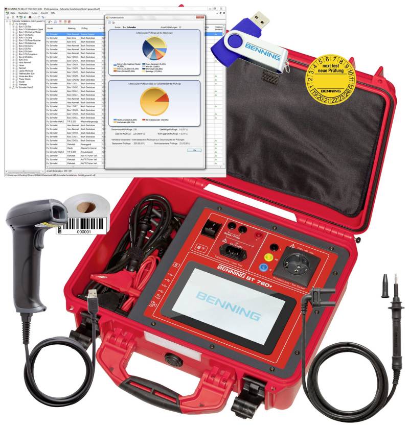 BENNING ST 760+ Set Gerätetester-Set VDE-Norm Prüfgerät Testgerät VDE-Prüfgerät von Benning