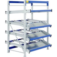 Bito Stückgut-Durchlaufregal-Komplettpaket, HxBxT 2.000 x 1.470 x 1.300 mm, statisch, Vorlaufebenen abgeknickt von Bito