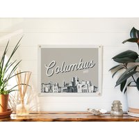 Columbus, Ohio Filz Poster Banner | Wand-Kunstdruckschild Mit Skyline Der Stadt. Vintage Stadt-Linienzeichnung Wimpel-Wimpel-Wohnkultur. Handgemachte von BenoitsDesignCo