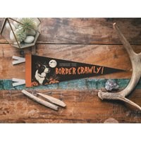 Filz Wimpelkette Aus | Retro Gruselige Fahne, Weinlese-Halloween-Dekor, Border Collie Geschenk, Lustiger Süßes Oder Saures Akzent von BenoitsDesignCo