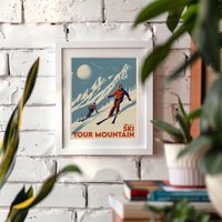 Individueller Kunstdruck Berg Ski - Vintage Poster Design, Matt Fine Art Print in Archivqualität. Retro Personalisiertes Skigeschenk Individueller Kunstdruck Berg Ski - Vintage Poster Design, Matt Fine Art Print in Archivqualität. Retro Personalisiertes Skigeschenk von BenoitsDesignCo