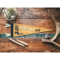 Montana Filz Wimpelkette | Big Sky Country State Banner Poster. Vintage Typografie Bärenfahne Wimpeldeko. Usa-Handgemacht von BenoitsDesignCo