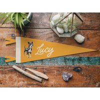 Personalisierte Rat Terrier Name Filz Wimpel | Vintage-stil Banner Flagge, Ihr Haustier, Besitzer Geschenk, Hundeliebhaber Zeichen, Spezielles von BenoitsDesignCo