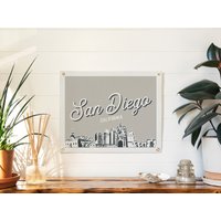 San Diego, California Poster Filz Plakat | City Skyline Wand Kunst Druck Schild. Vintage Stadt Linie Zeichnung Wimpel Wohnkultur. Handmade Geschenk von BenoitsDesignCo