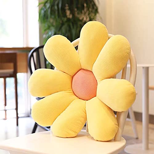 Benoon 45 cm Durchmesser Blumenförmiges Bodenkissen Sitzkissen, Sonnenblumenkissen, weiches & bequemes Kissen, Plüschkissen, atmungsaktiv, PP-Baumwolle, kreatives Schlafkissen für Entspannung, Gelb von Benoon