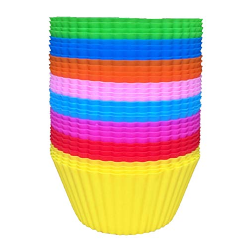 Benoon 6/12/24 Pcs Silikon Muffin Backformen, Cupcake Dessert Backformen Liner Cups DIY Kochutensilien Zufällige Farbe 6 Stk von Benoon