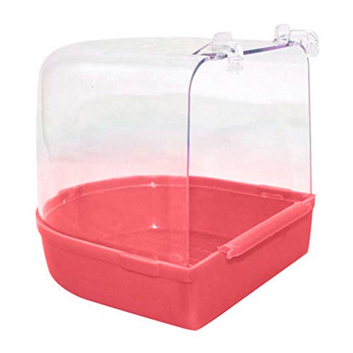 Benoon Hängender Käfig Haustier Vogel Papagei Transparente Badewanne Badewanne Duschbox Hängender Käfig Dekor Rosa von Benoon