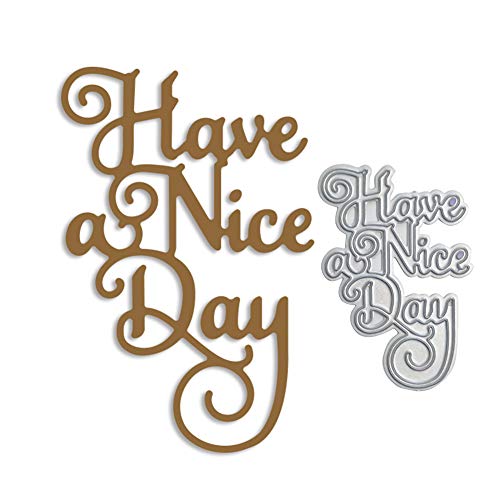 Benoon Metall-Stanzschablonen „Have a Nice Day“ für Bastelarbeiten, Scrapbooking, Metallprägung, Schablone für Alben, Papier, Karten, Kunst, Basteln, Dekoration, Geschenk, silberfarben, 2 Stück von Benoon