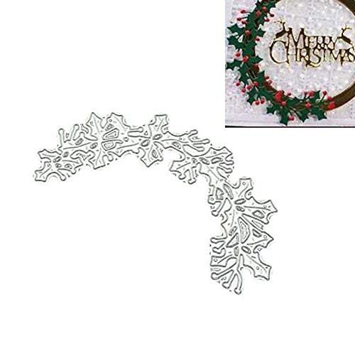 Benoon Metall-Stanzschablonen mit Weihnachtsblatt-Motiv, zum Basteln, für Sammelalben, Prägungen, Grußkarten, silberfarben von Benoon