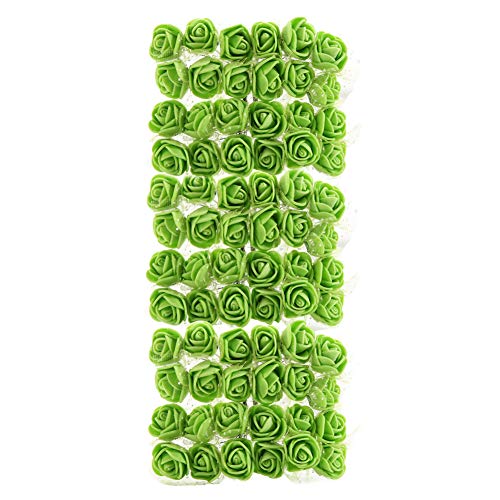 Benoon Mini-Schaumstoff-Rosen, 72 Stück, farbecht, Schaumstoff-Rosen, künstliche Blumen, Heimdekoration für Hochzeit, Party, Urlaub, 12 Farben grün von Benoon