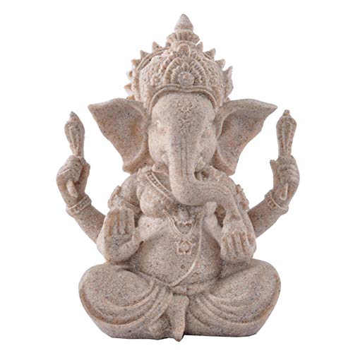 Benoon Sandstein Elefant Statue, Sandstein Hindu Elefant Statue Ganesha Buddha Skulptur Figur Wohnkultur L. von Benoon