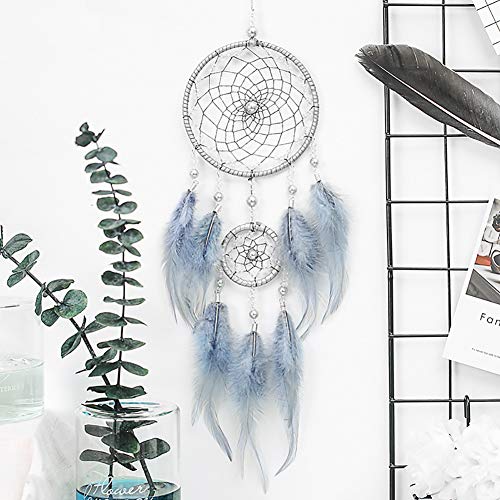Benoon Traumfänger, im indischen Stil handgemachte Fantasie-Traumfänger Eisenkreis Feder Faux Pearl Home Hanging Decor, Weihnachtshandwerk Geschenk von Benoon