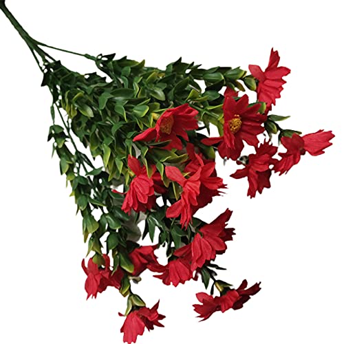 Künstliche Pflanze mit fünf Zweigen, kein Verwelken, Kunstseide, Foto-Requisiten, Kunstblumen, Heimdekoration – Rot von Benoon