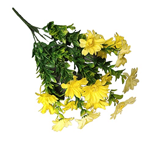Künstliche Pflanze mit fünf Zweigen, kein Verwelken aus Kunstseide, ideal für Fotografie, Requisiten, Kunstblumen, Heimdekoration – Gelb von Benoon