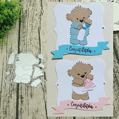 Stanzschablonen für Scrapbooking, Motiv: niedlicher Bär, Metall, für Scrapbooking, Prägung, Papierkarten, Alben, Bastelschablonen – Silber von Benoon