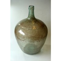 Alter Großer Demijohn 25 Ltr. Grün/Blau Transparent Glasflasche Glasballon Gärballon Weinballon Dekoration - Vintage Mid Century von BensGermanVintage
