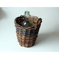 Demijohn Ca. 3 Ltr. Im Korb Glasflasche Glasballon Gärballon Weinballon Weinflasche Dekoration - Vintage Mid Century von BensGermanVintage