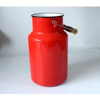 Emaillierte Milchkanne Vintage Aus Den 1970Ern, Mid Century, Blumenvase - Landhaus-Dekoration Enamelled Milk Can von BensGermanVintage