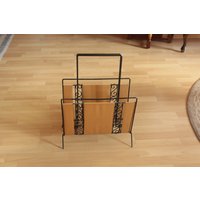 Mid Century Zeitungsständer Metall Leder Vintage Mid Century - Magazine Rack Made Of Metal & Leather von BensGermanVintage