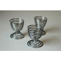 Vintage 3 Eierbecher Edelstahl Spiralform Design-Becher, Mid Century, Stainless Steel Egg Cups - Set Of Vintage 3 Eierbecher Edelstahl Spiralform Design-Becher, Mid Century, Stainless Steel Egg Cups - Set Of von BensGermanVintage