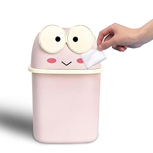 Benshukam Mini-Mülleimer mit Frosch, niedlicher kleiner Mülleimer mit Deckel, Klapp-Mülleimer für Badezimmer, Küche, Büro, Abfallkorb für Schminktisch (rosa) von Benshukam