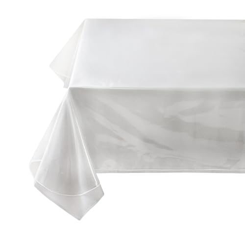 Benson Mills Strapazierfähiger, transparenter Kunststoff, 100% wasserdicht, Vinyl-Tischdecke, öldicht, abwischbar, Tischdecke für Esstische, Partys und Schulprojekte (152,4 x 213,4 cm, rechteckig) von Benson Mills