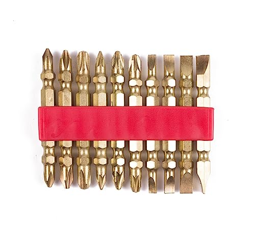 10 TLG. DOPPEL-BIT SATZ GOLD 6,3 (1/4) MIT GÜRTELHALTER von Benson Tools